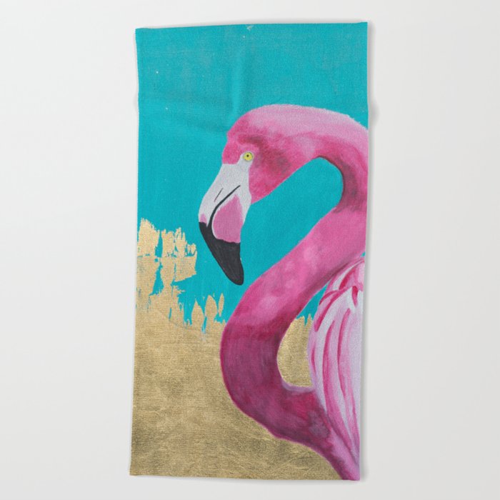 Pink Flamingo Flamingo Painting Flamingo Wall Decor Gold Leaf
