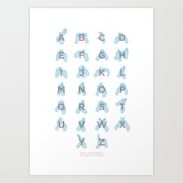 NZ Sign Language Alphabet Art Print