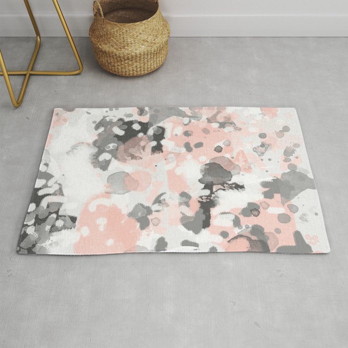 grey and millennial pink abstract painting trendy canvas art decor minimalist Rug