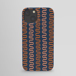 Abstract Shapes 266 in Navy Blue and Orange (Snake Pattern Abstraction) iPhone Case