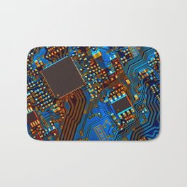 Electronic circuit board close up.  Bath Mat