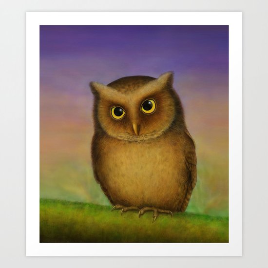 Mountain Scops Owl Art Print