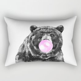 Bubble Gum Big Bear Black and White Rectangular Pillow