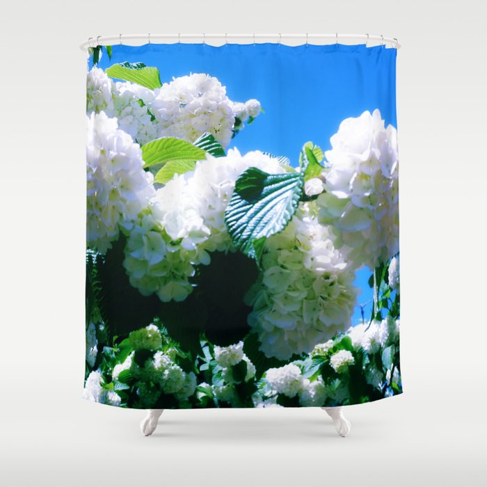 Blue Snowball Branch Shower Curtain By, Branch Shower Curtain