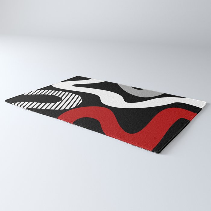 Abstract waves - red, grey, black, white