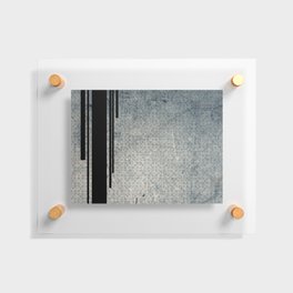 Geometric Grunge Blue - Gray Vertical Black Stripes Polka Dots Illustration Floating Acrylic Print