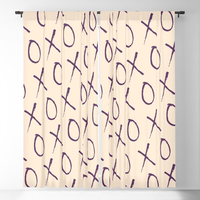 Punk Rock XOXO Pattern Purple Beige Blackout Curtain