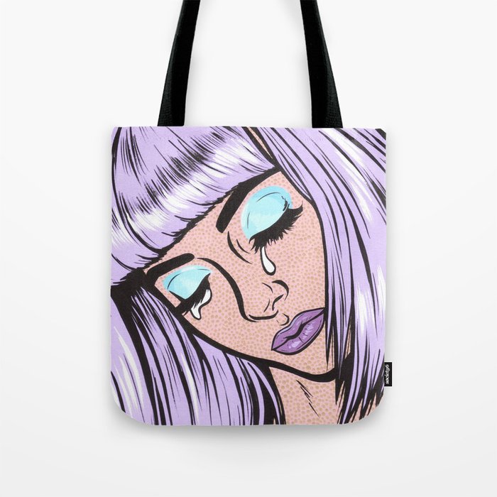 Lilac Bangs Crying Girl Tote Bag