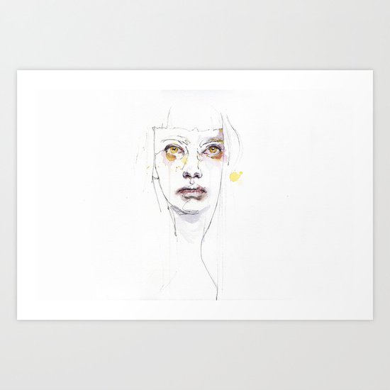 Golden eyes girl Art Print