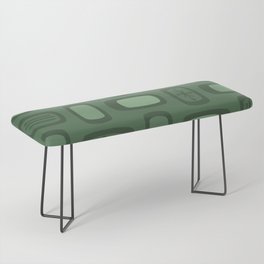 Midcentury MCM Rounded Rectangles Forest Green Bench