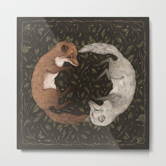 Foxes Metal Print
