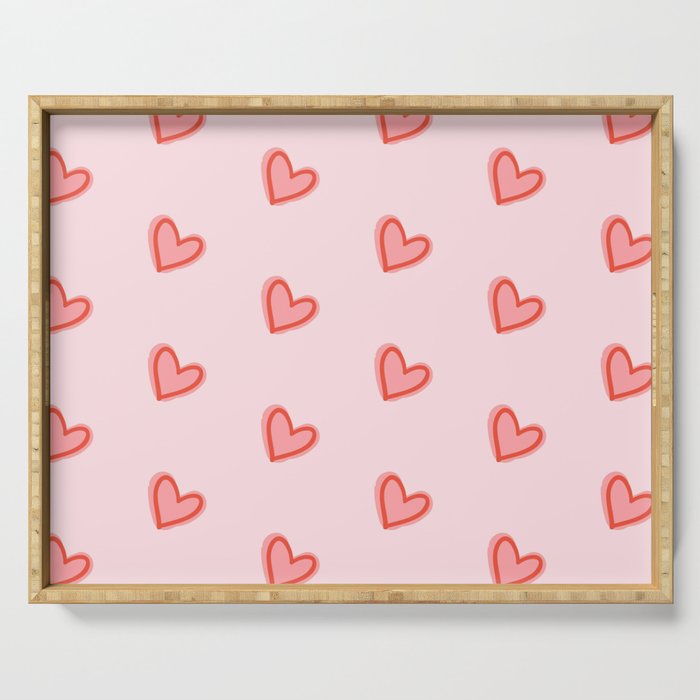 lover - pink hearts pattern Serving Tray
