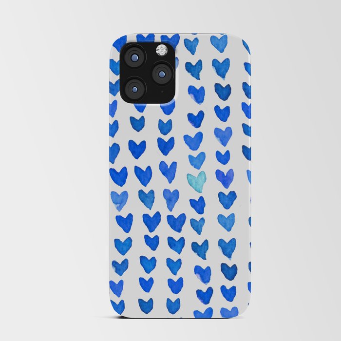 Brush stroke hearts - blue iPhone Card Case