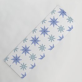 Christmas Pattern Watercolor Snowflake Blue Yoga Mat