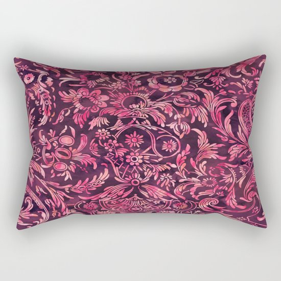 Watercolor Damask Pattern 01 Rectangular Pillow