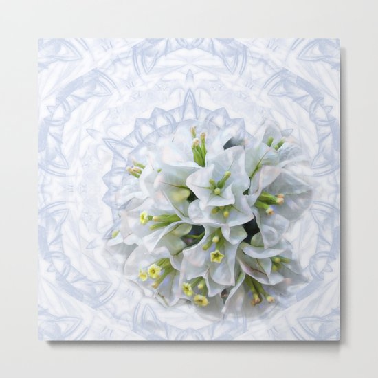 pretty bouganvillea on delicate kaleidoscope Metal Print
