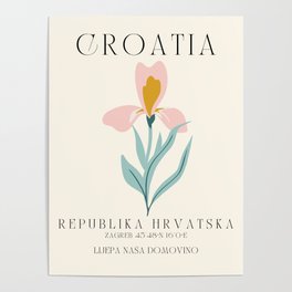 Croatia Iris - Flower Modern Travel Poster Poster