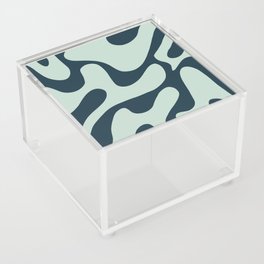 70s Retro Groovy Abstract Pattern in Navy Blue and Aqua Acrylic Box
