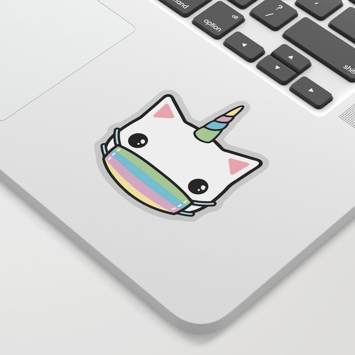 rainbow face mask cat Sticker