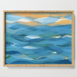 Ocean Wave Water Pattern Print Serving Tray