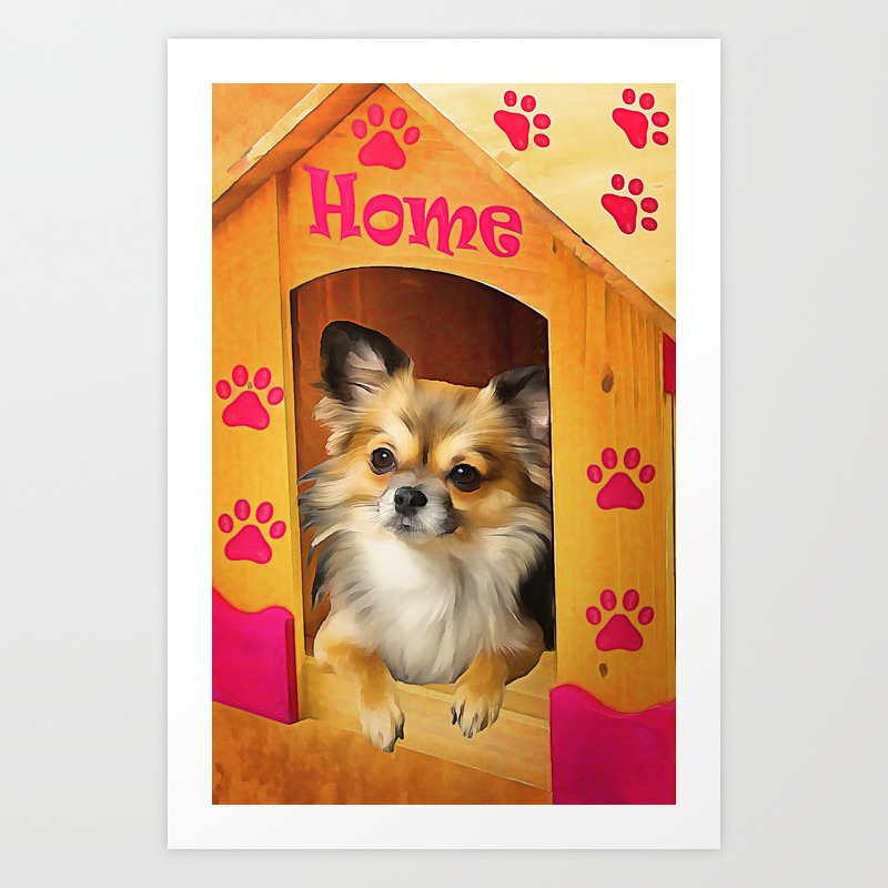 A Long Haired Chihuahua Painting Art Print By Cmphotography