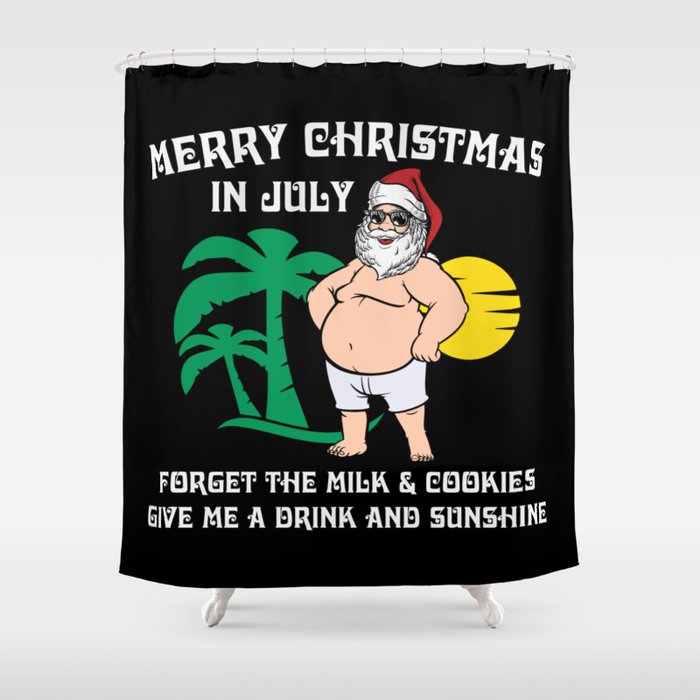 Merry Christmas In July Santa Shower Curtain