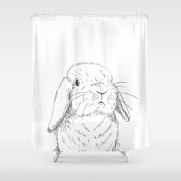 Curious Holland Lop Bunny Shower Curtain