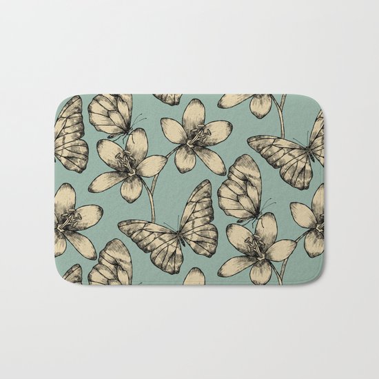 Butterflies and Flowers Bath Mat