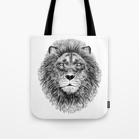 Black+White Lion Tote Bag