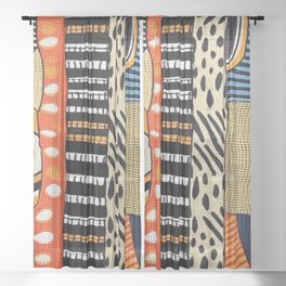 Safari Kaleidoscope: Vibrant African Textile Fusion Sheer Curtain