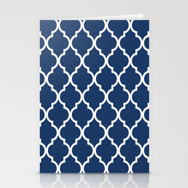 Classic Quatrefoil Lattice Pattern 825 Navy Blue Stationery Cards
