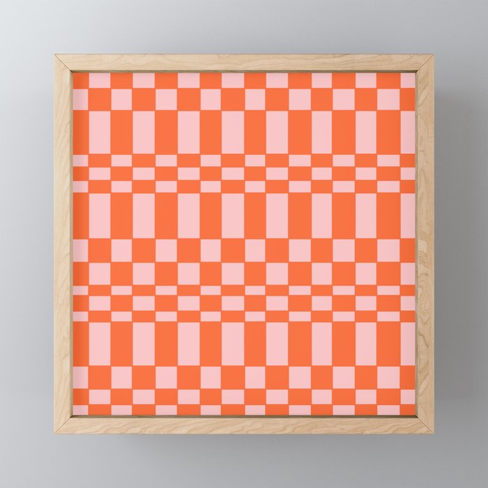 Y2K Orange & Pink Checkerboard  Framed Mini Art Print
