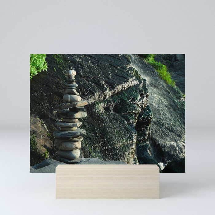 Zen Stones and Waterfall Mini Art Print