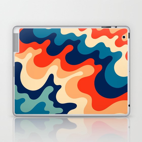 Retro 70s and 80s Abstract Soft and Flowing Layers Swirl Pattern Waves Art Vintage Color Palette 3 Laptop & iPad Skin
