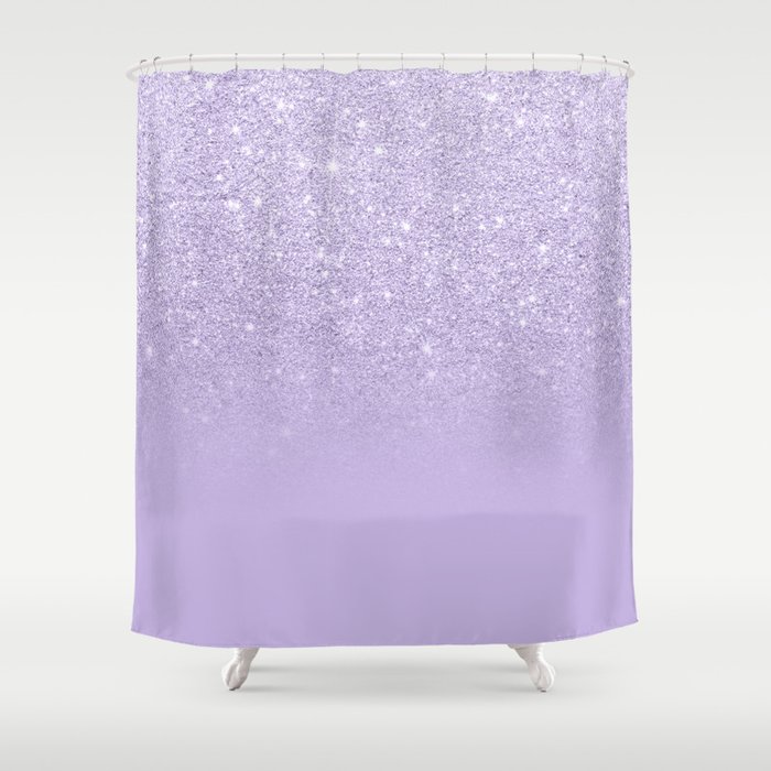 Stylish Purple Lavender Glitter Ombre Color Block Shower