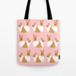 Blonde Dutch Rabbits Pattern Tote Bag