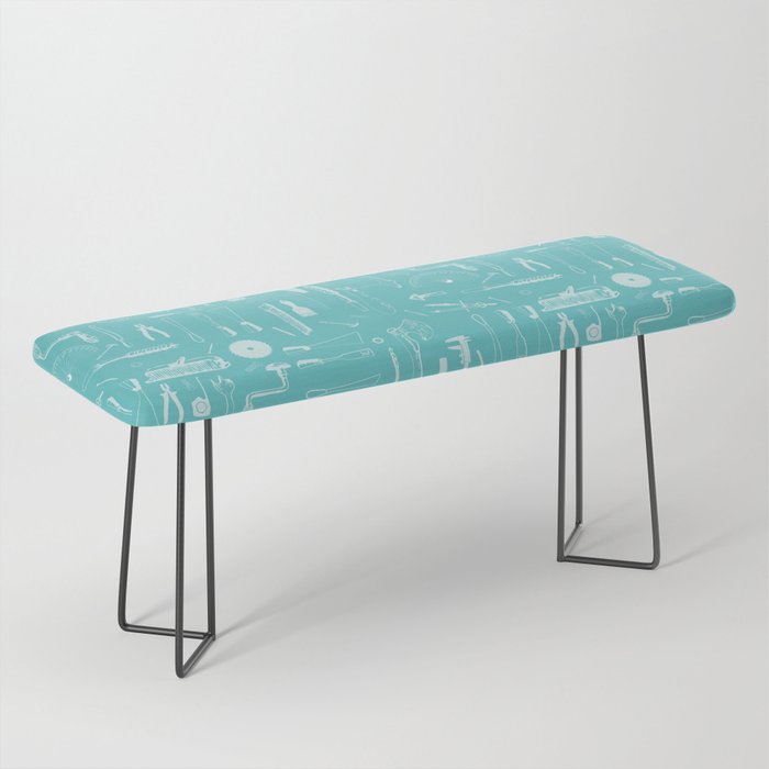 Abstract Workshop Tools Turquoise Bench By Kurull Society6