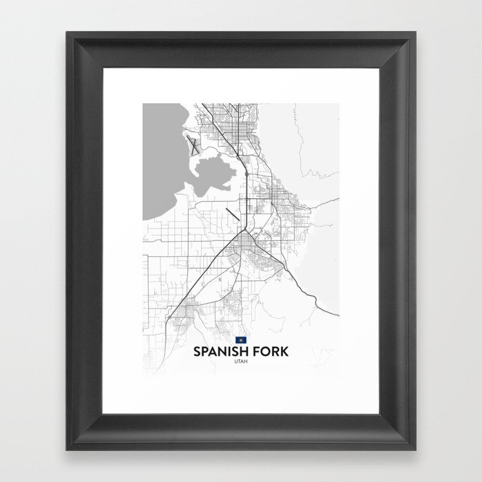 Spanish Fork, Utah, United States - Light City Map Framed Art Print