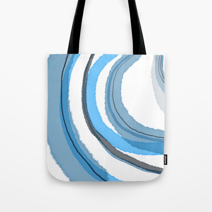 Abstract Sea Waves Light Blue and Grey Minimalist Abstract Watercolor Painting Tote Bag