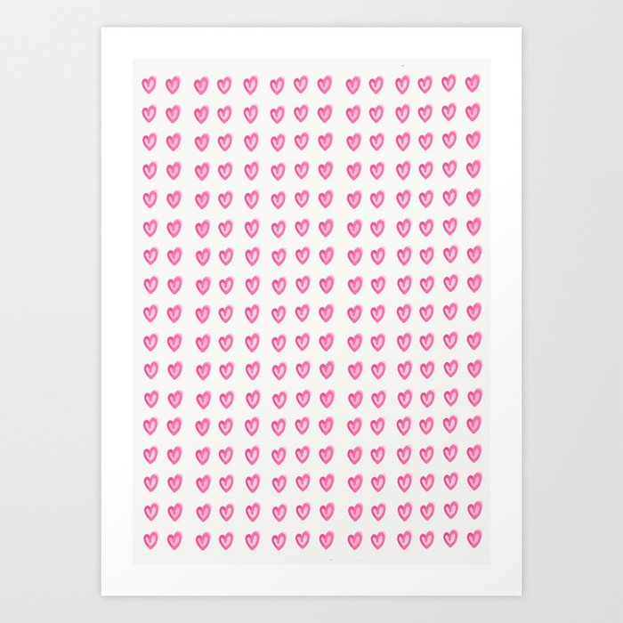 Pink Hearts Print Art Print