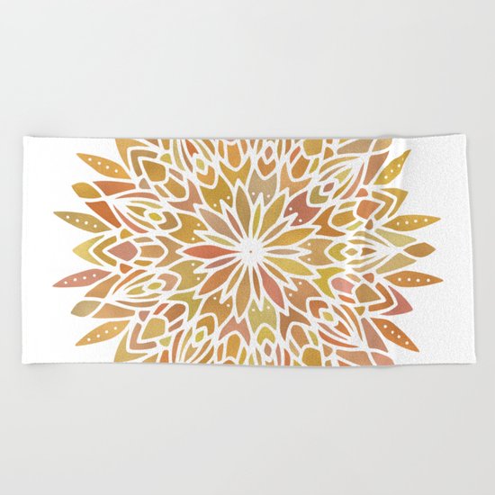 Mandala Desert Copper Gold Beach Towel