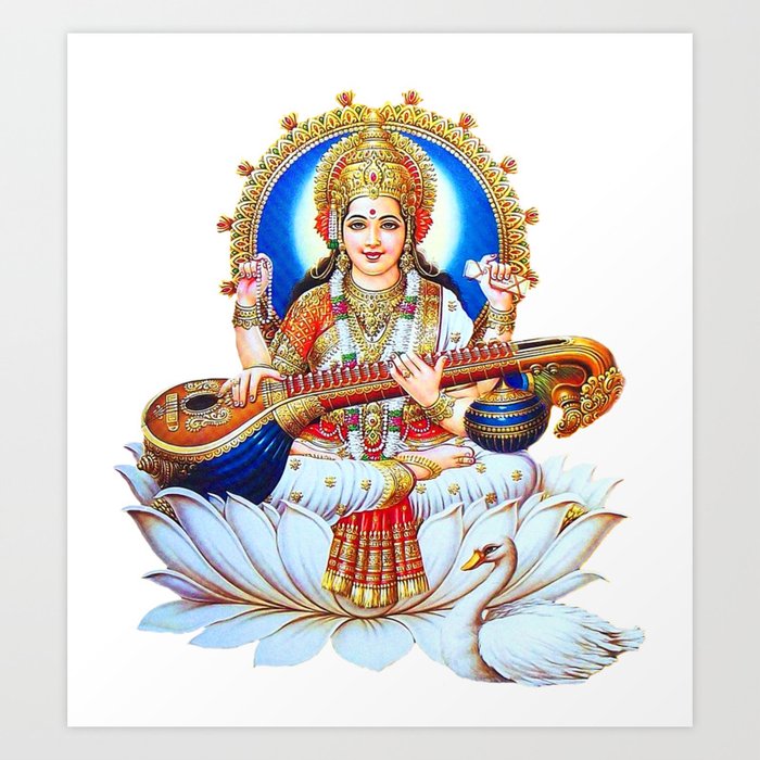 Saraswati Hindu Goddess Art Print