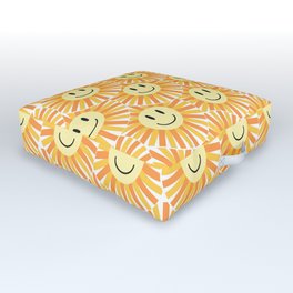 Smiling Faces Theme Outdoor Floor Cushion | Mentalhealth, Emoji, 70S, Smilingface, Pattern, Funky, Vintage, Sun, Summer, Positivethoughts 