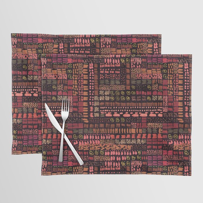 black and red orange ink marks hand-drawn collection Placemat