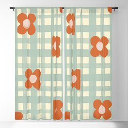 Blue and red floral check Blackout Curtain