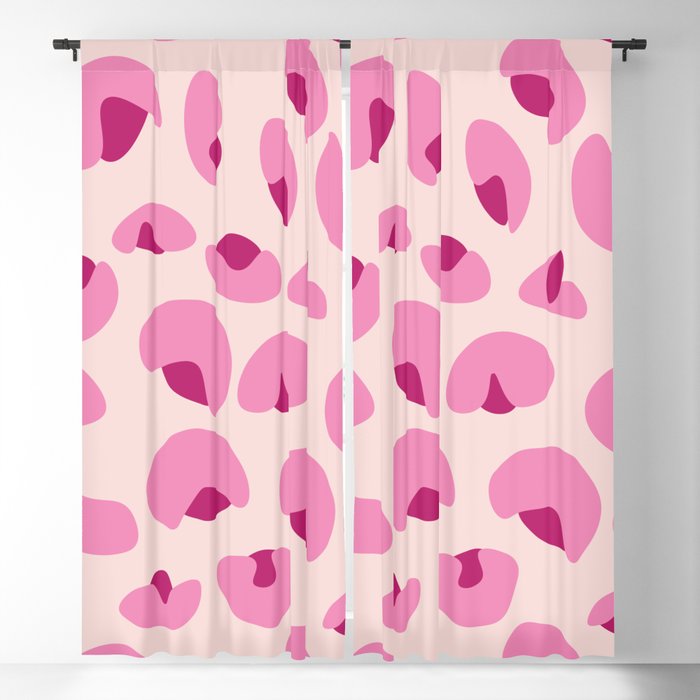 Abstract Seamless Leopard Print Pattern - Magenta and Pale Pink Blackout Curtain