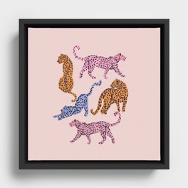 Colourful tigers party pattern  Framed Canvas