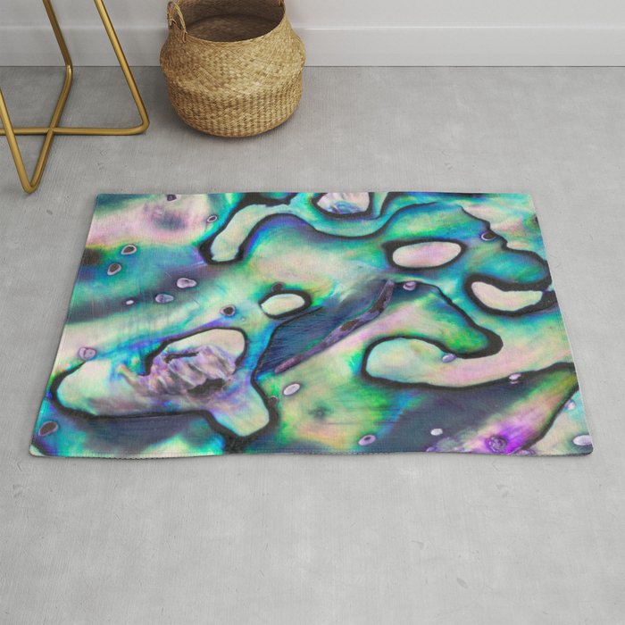 Purpley Green Mother of Pearl Abalone Shell Rug