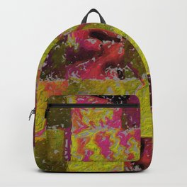 Patchwork Memories Pink and Chartreuse Art and decor Backpack