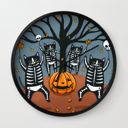 The Celebration of Halloween Skellie Cats Wall Clock